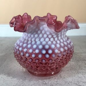Fenton Rose Hobnail Opalescent Vase